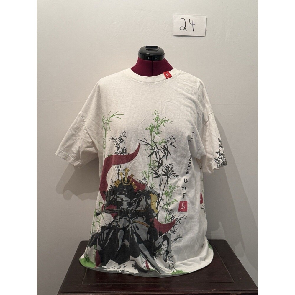 Kallusive Samurai Warrior Graphic T Shirt XXL White Japanese Streetwear Tee